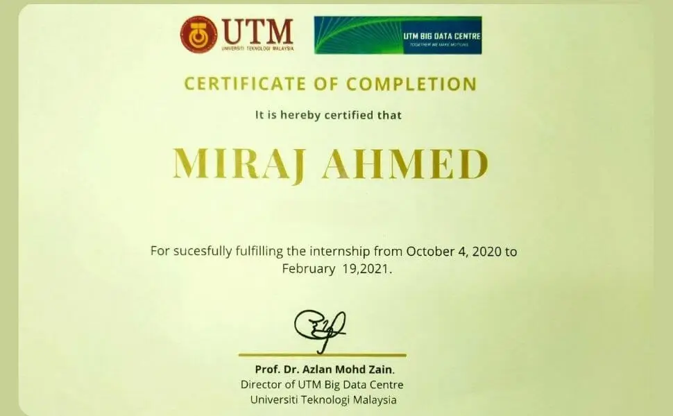 Internship Certificate Internship Certificate